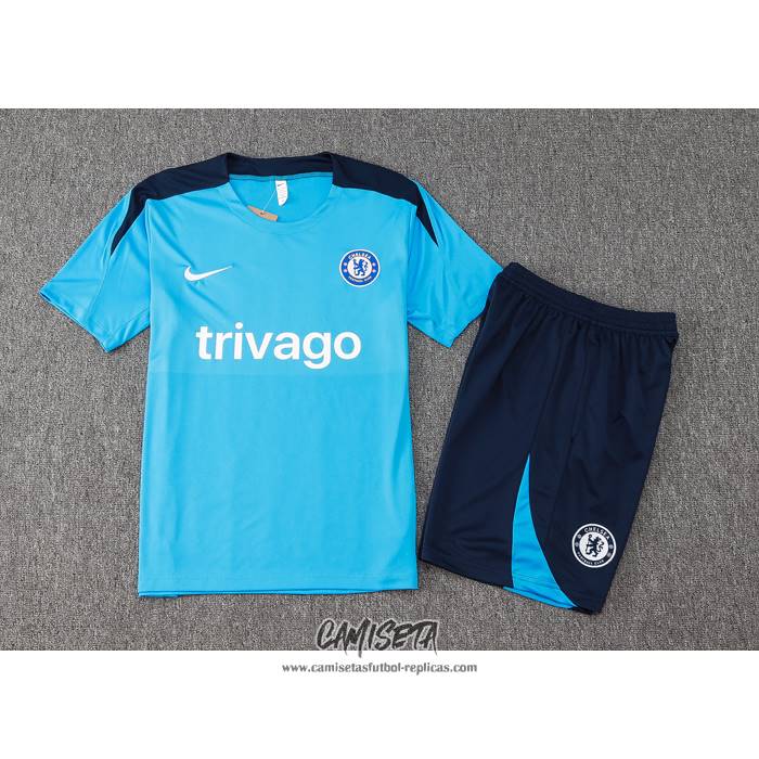 Chandal del Chelsea 2024-2025 Manga Corta Azul - Pantalon Corto